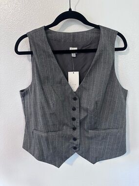 A New Day Gray Pinstripe Tailored Vest NWT